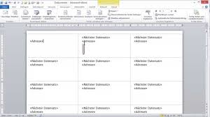 adressetiketten drucken word