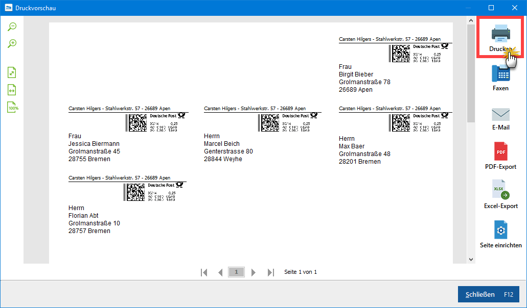 brief etiketten drucken
