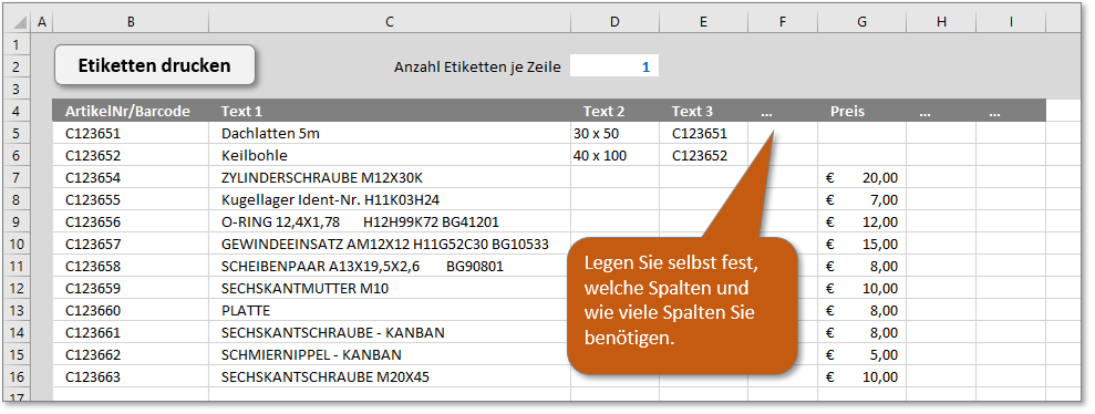 etiketten drucken excel